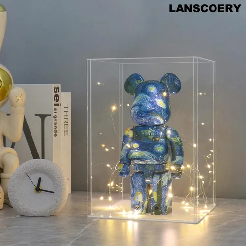 Miniatura 8 de LANSCOERY Caja de exhibición acrílica, caja de exhibición para armar para coleccionables, con diseño de exhibición a prueba de polvo y sin costuras