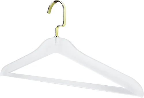 Miniatura 2 de Designstyles - Perchas de acrílico transparente, paquete de 10 organizadores de armario elegantes y resistentes con ganchos de acero cromados, Frost