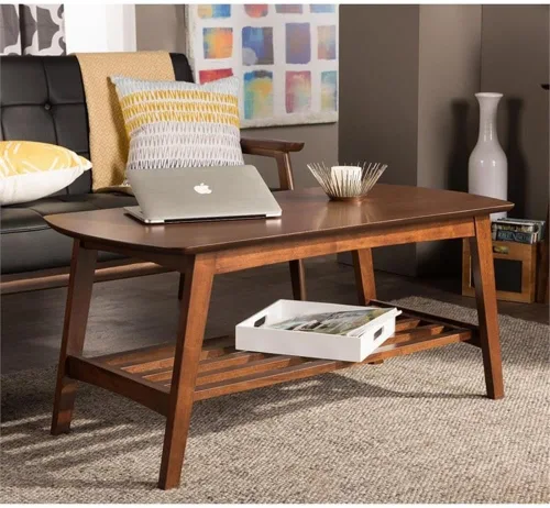 Miniatura 2 de Baxton Studio Sacramento Mid-Century - Mesa de centro moderna de estilo escandinavo, nogal oscuro