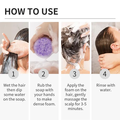 Miniatura 6 de Grospe Barra de champú de aceite esencial de lavanda, limpieza profunda e hidratación, alivia la picazón y la caspa, deja el cabello suave