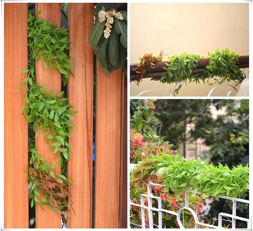 Miniatura 4 de Paquete de 10 enredaderas artificiales colgantes, hiedra falsa, sauce llorón, hojas verdes, plantas de plástico, guirnalda sintética resistente a