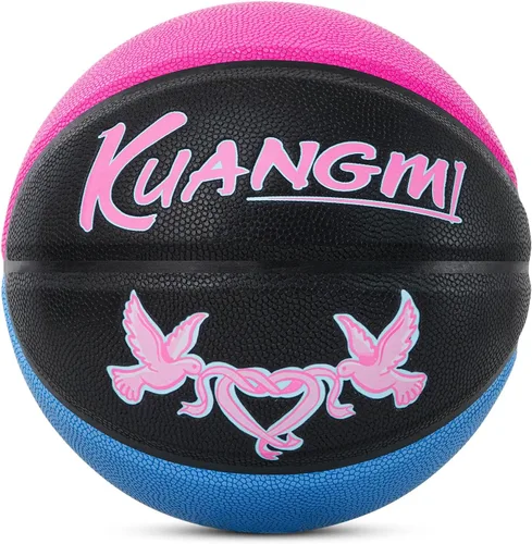 Miniatura 11 de Kuangmi Serie Rosa Balón de Baloncesto, Diseño Premium Estampado para Rendimiento Callejero, Tamaño Oficial para Hombres 7 de 29.5 Pulgadas