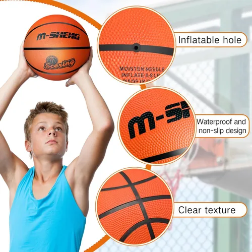 Miniatura 3 de Jenaai 12 pelotas de baloncesto de goma a granel tamaño oficial 5 (27.5 pulgadas) para niños y jóvenes, baloncesto al aire libre con bomba