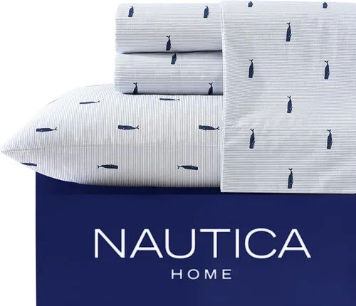 Miniatura 10 de Nautica - Sábanas tamaño King, juego de ropa de cama de percal de algodón, decoración casual para el hogar (Buoy Line Grey, King)