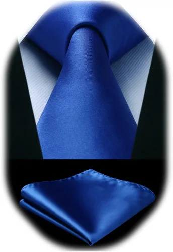 HISDERN Corbata formal de satén y pañuelo de bolsillo para hombre, corbata y pañuelo de satén de color sólido