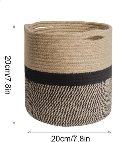 Miniatura 6 de Cesta tejida para macetas de interior, cesta de almacenamiento de cuerda de algodón con asa, cestas tejidas de yute para plantas de interior, maceta