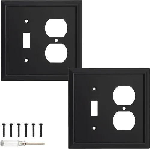 Miniatura 16 de Placa de pared, cubiertas de toma de corriente dúplex, cubierta de interruptor de luz negro mate - Placa de cubierta de toma de corriente eléctrica