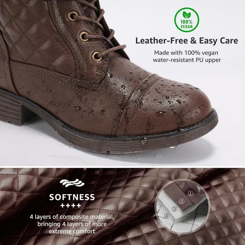 Miniatura 45 de STQ Botas de combate con cordones para mujer