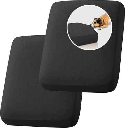Miniatura 8 de H.VERSAILTEX Fundas de cojín individuales de lino tejido resistente al agua para sofá de 2 plazas para sofá de 2 cojines, fundas protectoras