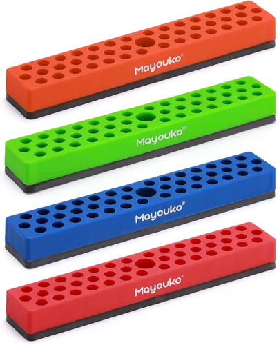 Miniatura 12 de Mayouko 6 soportes magnéticos hexagonales de 1/4 pulgadas, 258 agujeros, soporte para brocas de 1/4 pulgadas, 6 estantes, soporte magnético
