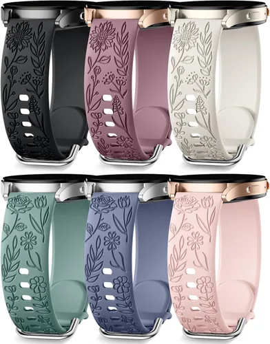 Miniatura 15 de SNBLK 6 unidades de bandas florales grabadas compatibles con Samsung Galaxy Watch 7 Banda 6 5 4 Active 2 FE 40mm 44mm/Watch 6/4 Classic/5 Pro/3