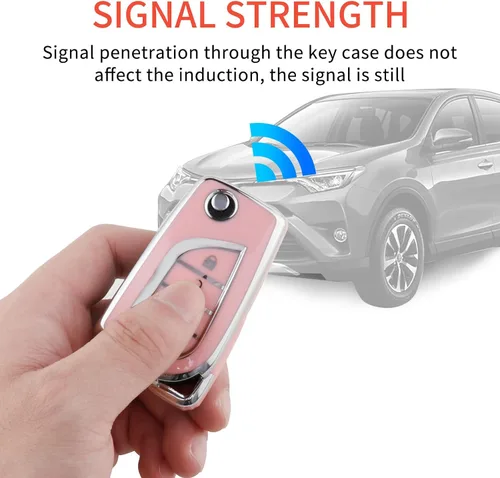 Miniatura 5 de Pangpai Funda de llavero rosa para Toyota, funda de TPU suave con llavero brillante para Toyota Fortuner Tundra Camry RAV4 Highlander Corolla Smart