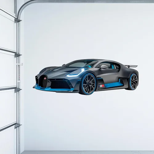 Miniatura 3 de Bugatti Divo - Calcomanía de vinilo extraíble para pared, diseño de superdeportivo exótico, decoración de habitación de niños (48 x 17 pulgadas)