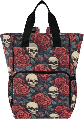 Miniatura 23 de MNSRUU Bolsa de pañales de calavera gris, mochila multifunción para pañales de viaje, bolsa de pañales de gran capacidad, mochilas para cambiar