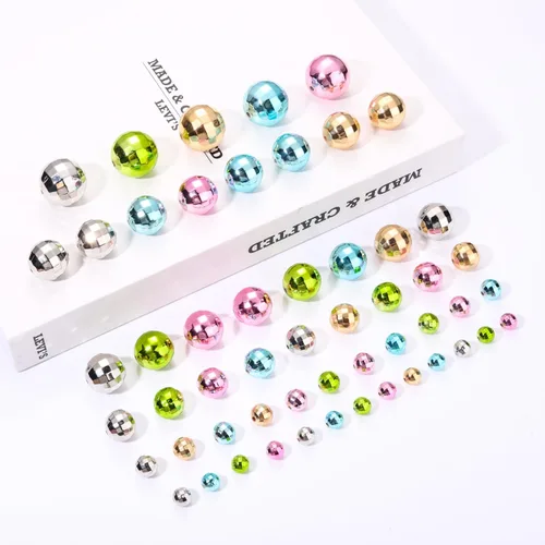 Miniatura 2 de 100 cuentas de bola de discoteca para hacer joyas, dijes reflectantes de bola de espejo para pulseras, collares, aretes, manualidades, accesorios
