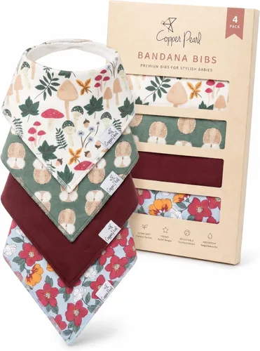 Miniatura 12 de Copper Pearl Baberos tipo bandana para bebé, paquete de 4 baberos de algodón suave para babear y dentición, absorbentes, ajuste ajustable, muchos