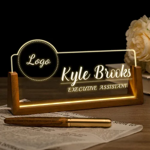 Miniatura 12 de Placa de nombre de escritorio personalizada, placa de identificación personalizada con luz de oficina para escritorios, decoraciones de escritorio