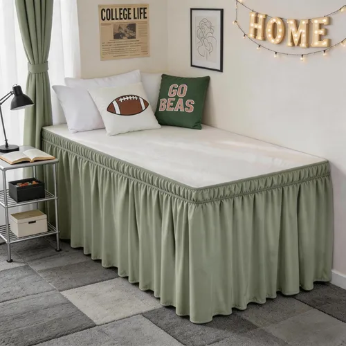 Miniatura 40 de Falda de cama RIMELA envoltura volante elástica que protege contra el polvo con color sólido, resistente a las arrugas y a la decoloración con Blanco