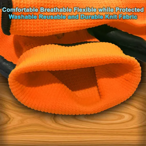 Miniatura 9 de GLL Guantes de trabajo de seguridad con revestimiento de látex para hombres y mujeres, paquete de 10 pares de agarre firme