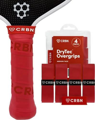 CRBN Pickleball - Overgrips Drytec™ - Cinta adhesiva para pala de pickleball - Absorbe el impacto y la humedad - Pack de 4 Rojo - Paquete de 4
