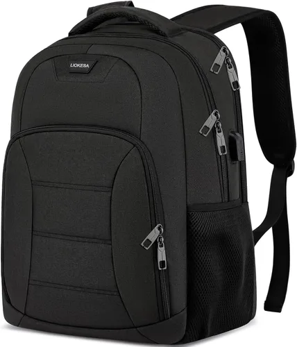 Miniatura 8 de Mochila negra para laptop para hombres y mujeres, mochilas escolares para adolescentes y niñas, mochila ligera para artículos personales, bolsa