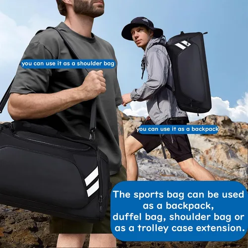 Miniatura 5 de Bolsa de gimnasio para hombres y mujeres, bolsa de viaje grande de 58 litros con compartimento para zapatos y bolsillo húmedo, bolsa deportiva