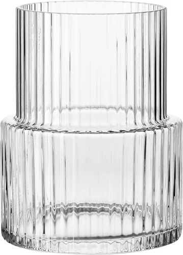 Miniatura 7 de KROSNO Florero de cristal acanalado de 7.8 pulgadas - Florero de cristal transparente para flores y ramos - Vidrio sin plomo - Diseño moderno