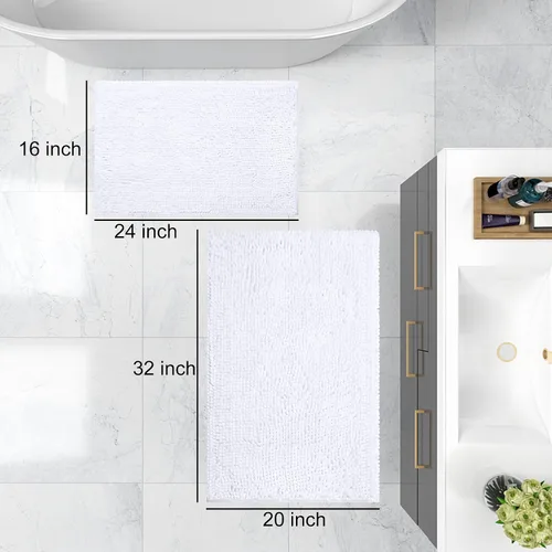 Miniatura 7 de Smiry Juego de tapetes de baño y alfombra de inodoro en forma de U, lavable a máquina, antideslizante, absorbente, alfombra de baño lanuda