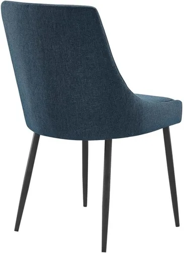 Miniatura 6 de Modway Vizconde - Sillas de comedor laterales tapizadas de tela en color negro y azul - Juego de 2