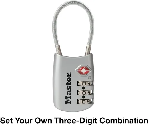 Miniatura 4 de Master Lock 4688D Candado para Equipaje con Combinación Personalizable Aprobado por TSA, 1 Unidad, Plateado