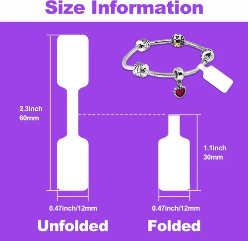 Miniatura 2 de 1000 etiquetas de precio de joyería, rollo para etiquetas de exhibición de collares, anillos, etiquetas de identificación autoadhesivas en blanco