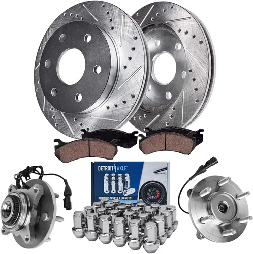Miniatura 65 de Detroit Axle - Rotores de freno para Ford 2013-2019 Explorer Taurus Flex Lincoln MKT MKS, rotores de freno de disco ranurados perforados de repuesto