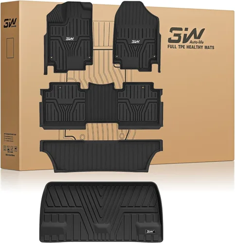 3W Alfombrillas de piso y forro de carga compatibles con Honda Odyssey 2026 2025-2018 Mini furgoneta de pasajeros, forros de piso TPE para todo tipo