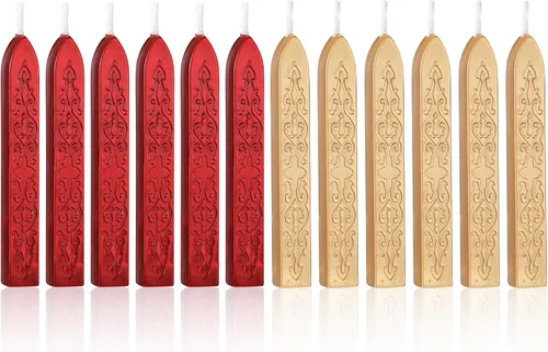 Miniatura 9 de Yoption 12 varillas de cera de sellado con mechas, tótem de oro antiguo manuscrito de fuego para sello de cera (oro antiguo)