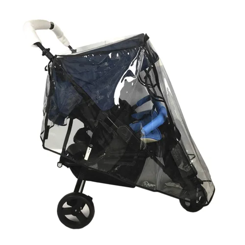 Miniatura 7 de Funda de lluvia para cochecito, cubierta de lluvia universal para cochecito de bebé, funda doble para lluvia y viento, accesorios de actividades al