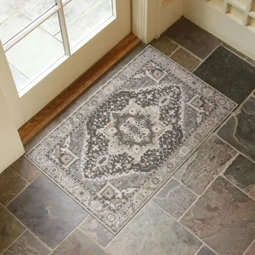 Miniatura 35 de Collive Tapete lavable para puerta de interior, antideslizante, alfombra de entrada retro de 20 x 32 pulgadas, tapete de entrada de absorción Multi