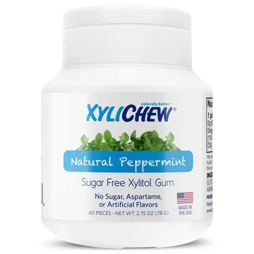 Xylichew - Goma de mascar 100% xilitol, sin OMG, sin aspartamo, sin gluten y sin azúcar, cuidado bucal natural, alivia el mal aliento y la boca seca