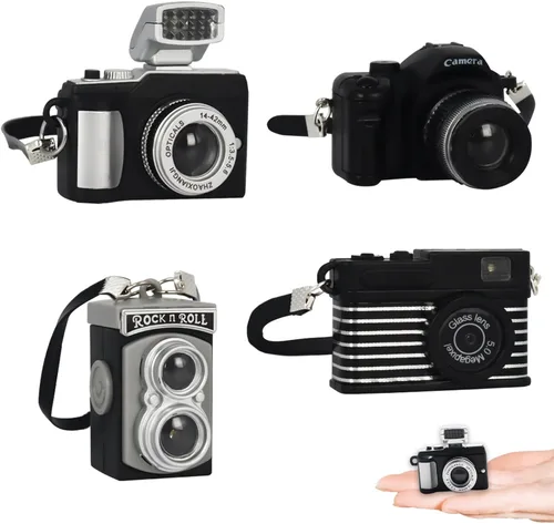 4 piezas de cámara miniatura escala 1:4 mini SLR accesorio de accesorio de cámara vintage modelo mini decoración accesorios fotografía accesorios
