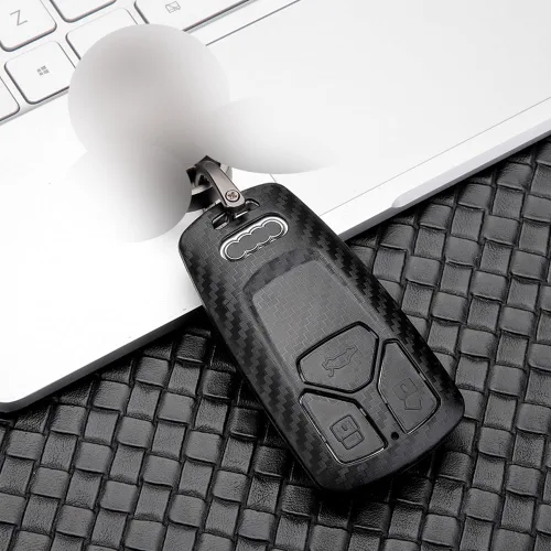 Miniatura 3 de SANRILY Funda para llavero con patrón de fibra de carbono mate 3D para Audi A4 Q7 Q5 TT A3 A6 SQ5 R8 S5 Accesorios Llavero sin llave con llavero