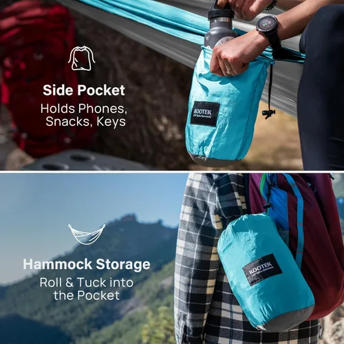 Miniatura 4 de Kootek Hamaca de campamento, hamacas portátiles con correas para árboles y bolsa de transporte adjunta, equipo esencial de campamento, perfecto