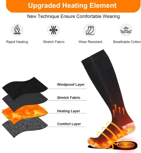 Miniatura 3 de Calcetines con calefacción, calcetines eléctricos calentados para hombres y mujeres, batería recargable, calientan hasta 8 horas, calcetines