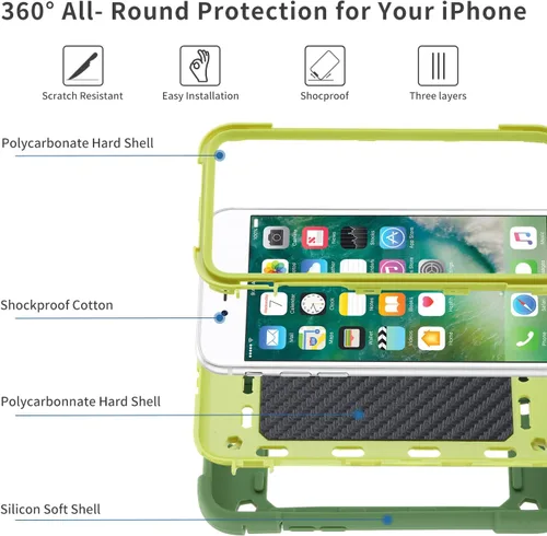 Miniatura 3 de Funda para iPhone Se3/iPhone Se2, iPhone 6/6S, iPhone 7/iPhone 8 de 4.7 pulgadas con soporte de anillo, con 2 protectores de pantalla resistentes