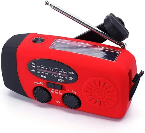 Miniatura 2 de Radio meteorológica FM/AM/NOAA con manivela autoalimentada por energía solar, portátil, mini, de emergencia y supervivencia con linterna LED súper
