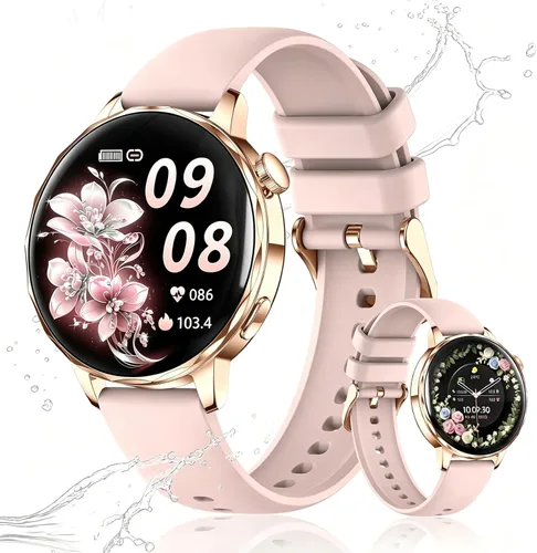 Smart Watch for Women with Bluetooth Calling, 1.27" AMOLED Touchscreen, IP68 Waterproof Fitness Tracker with Heart Rate & Sleep Monitor, 100+ Sports