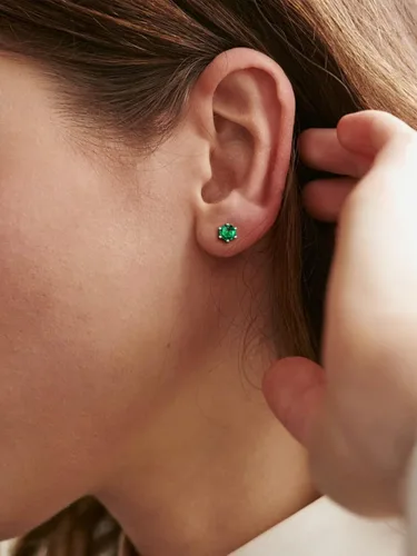 Miniatura 3 de ChicSilver Aretes de plata de ley 925 con forma de corazón brillante, redondaprincesa con piedra natal para mujer, joyería de cumpleaños