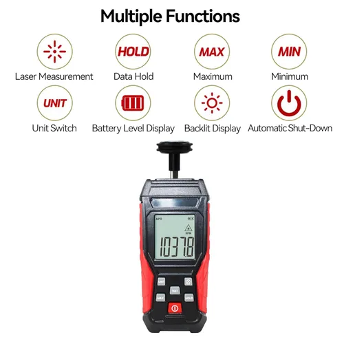 Miniatura 3 de HFS (R) Tacómetro de contacto y sin contacto tacómetro digital, sin contacto 3 ~ 100000RPM y contacto 3 ~ 19999RPM, tacómetro RPM de alta precisión