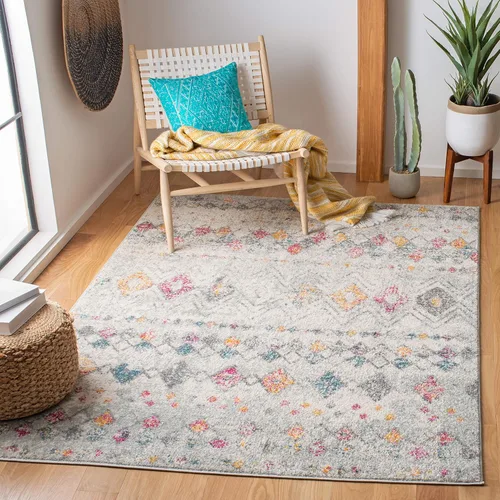 Miniatura 10 de SAFAVIEH Madison Collection - Alfombra decorativa de 2 x 3 pies, color marfil y carbón, diseño marroquí bohemio envejecido, no desprende pelusa