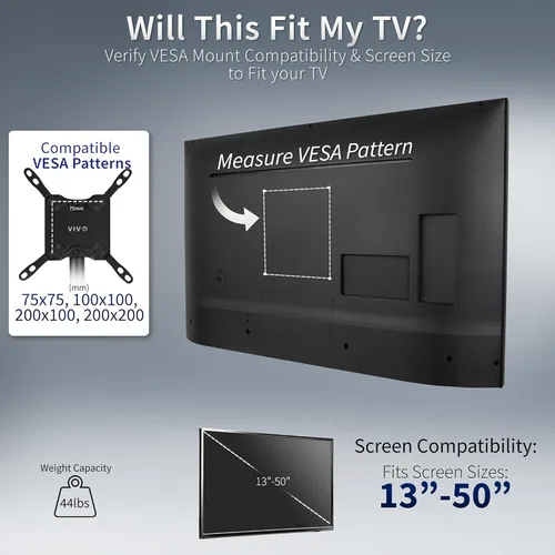 Miniatura 4 de VIVO Soporte de piso para TV para pantallas de 13 a 50 pulgadas de hasta 44 libras, LCD LED OLED 4K Smart planas y curvas, paneles de monitor, VESA