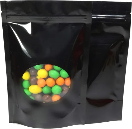 Miniatura 10 de Bolsa de doble cara de color mate/brillante con ventana redonda transparente (100 bolsas/paquete) (3.3 x 5.5 pulgadas, negro brillante)