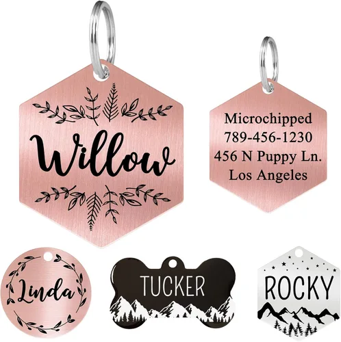 Miniatura 8 de Ultra Joys - Etiquetas de identificación de mascotas de acero inoxidable - Grabado personalizado en la parte delantera y trasera, etiquetas